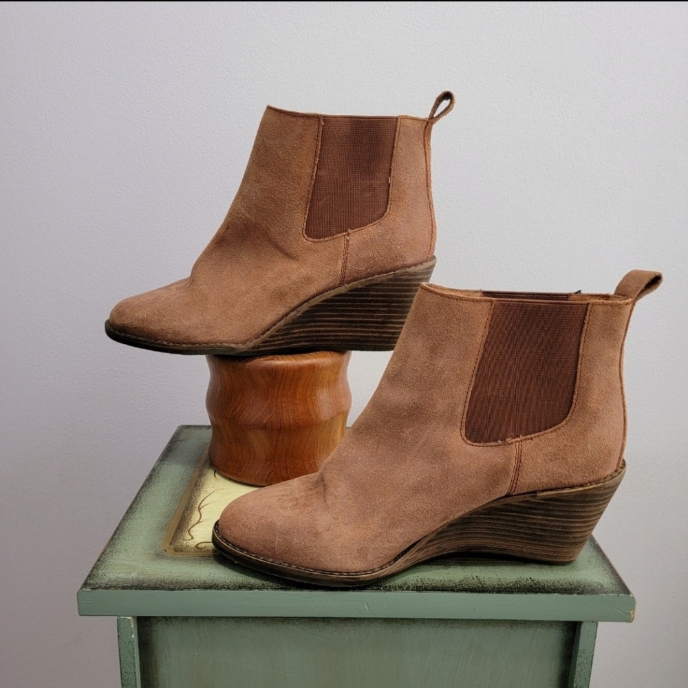 Lucky Brand Pallet Cocoa Brown Wedge Ankle Booties Size 7.5 - Picture 4 of 9